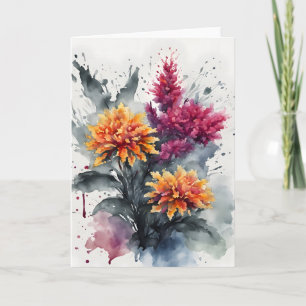 Cartão Celosia - Flores em aquarela