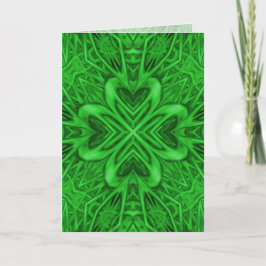 Cartão Celtic Clover Vintage Green Fractal Kaleidoscope