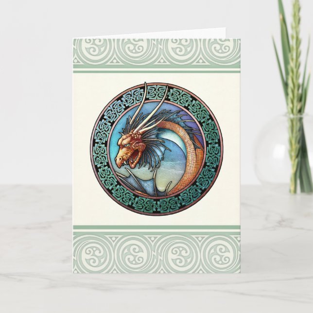 Cartão Celtic Dragon Design Greeting Card (Frente)