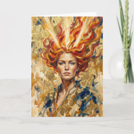 Cartão Celtic Fire Goddess Brigid Gold Leaf Fantasy Art