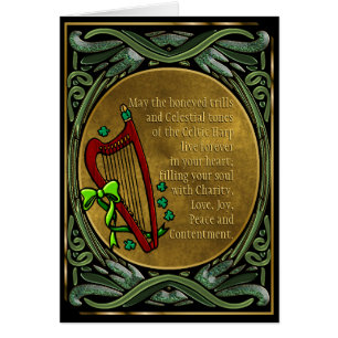 Cartão Celtic Harp, Vinhas Verdes Enrelaçadas, Bênçãos Ir