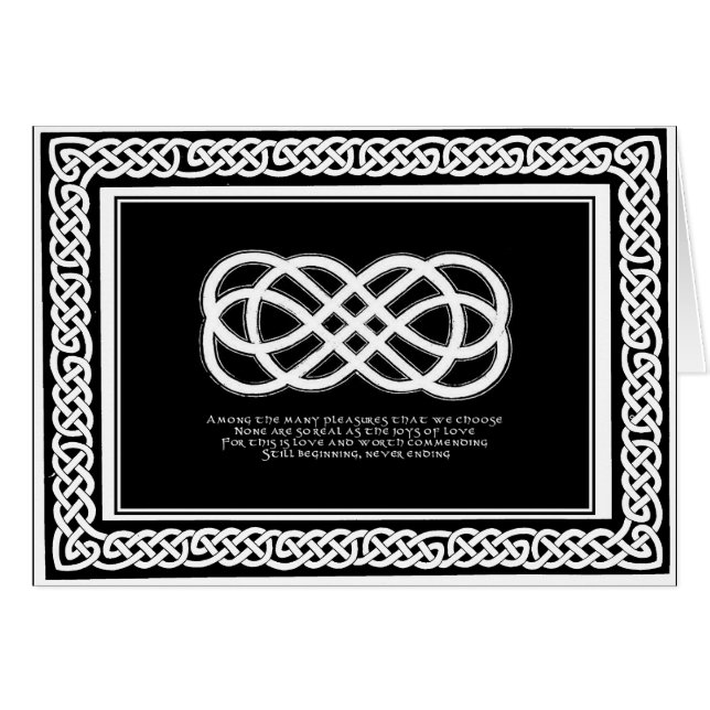 Cartão Celtic Love Knot e poema com fronteira (Frente Horizontal)