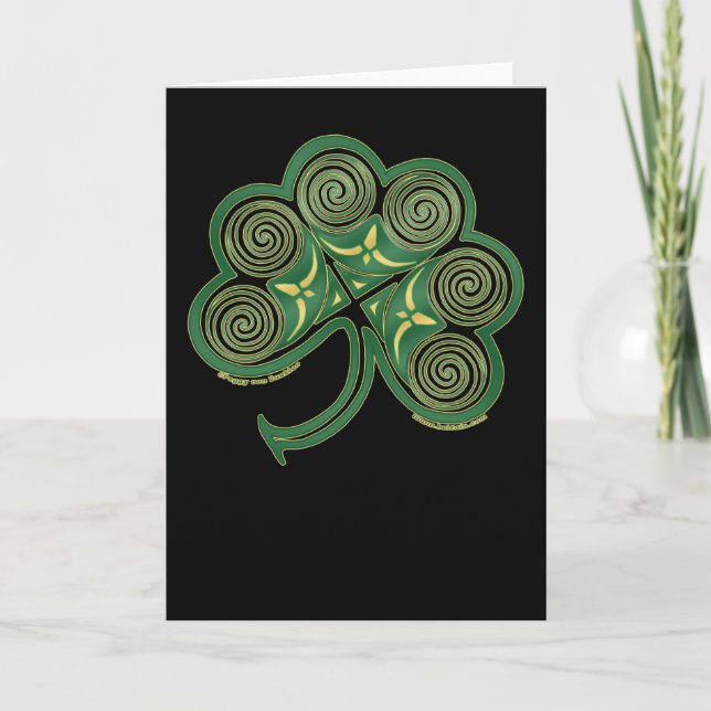 Cartão Celtic Spiral Card, Irish Shamrock Design (Frente)