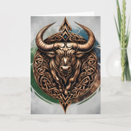 Cartão Celtic Tribal Taurus Birthday Card