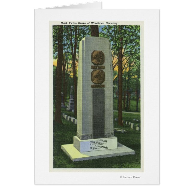 Cartão Cemitério de Woodlawn, Cena de Gravestone Mark Twa (Frente)