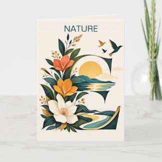 Cartão Cena da Natureza 'E' Botânica Elegante para Saudaç