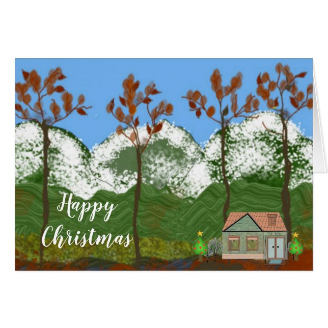 Cartão Cena de inverno Cozy Home no Natal (Frente Horizontal)