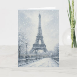 Cartão Cena de Inverno da Torre Eiffel Paris