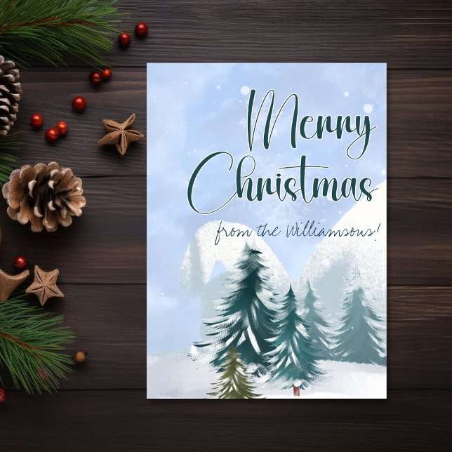 Cartão Cena de inverno Luke 2:7 Primeiro Natal (Firstborn Son Luke 2:7 Bible Verse Christmas Card)