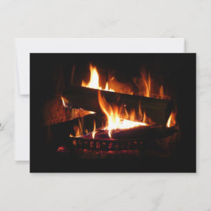 Cartão Cena de Inverno Quente com Lareira para Fotografia