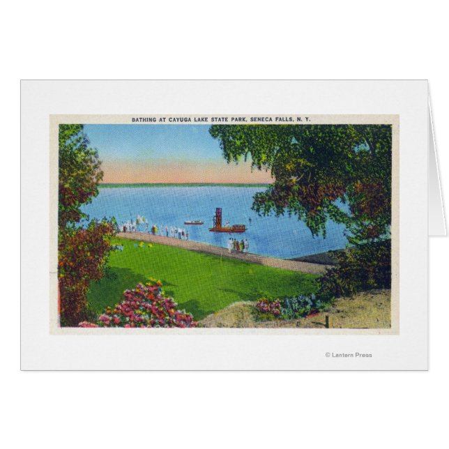 Cartão Cena de natação no Parque Estadual do Lago Cayuga (Frente Horizontal)