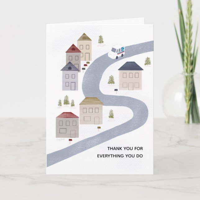 Cartão Cena de Natal do Carteiro Agradecimento Senhora do (Frente)