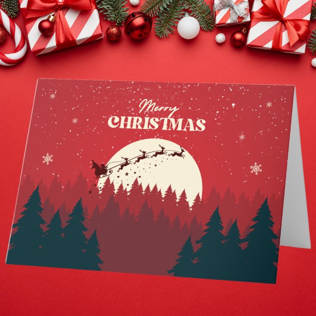 Cartão Cena de Natal Minimalista Vermelha (Criador carregado)