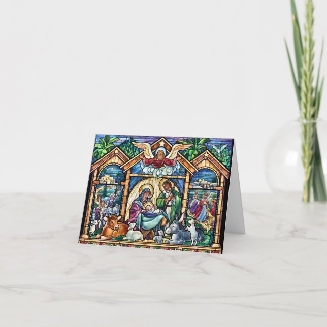 Cartão Cena de Natal Natividade Feliz Natal (Frente)