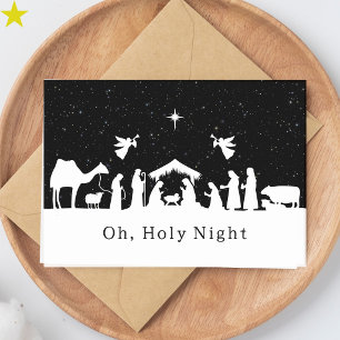 Cartão Cena de Natal Religiosa Preto e Branco Natal