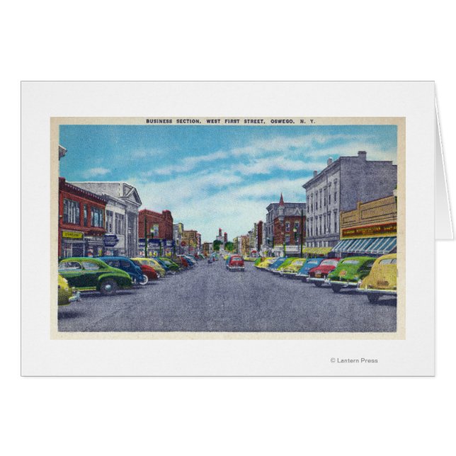 Cartão Cena de Negócios da West First Street (Frente Horizontal)