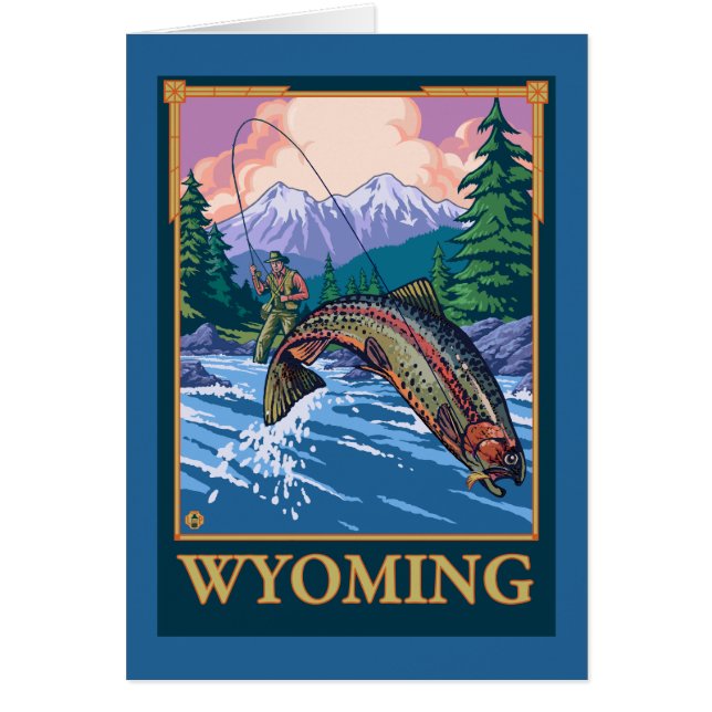Cartão Cena de Pesca de Voo - Wyoming (Frente)