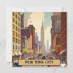 Cartão Cena de Rua Vintage da Cidade de Nova York com Tex