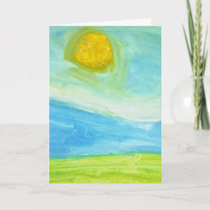 Cartão Cena de Sol de Arte Ingênua Caprichosa