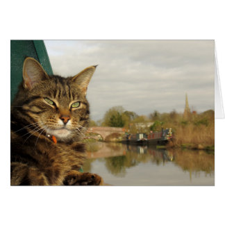 Cartão Cena do canal do gato de Narrowboat em Braunston.