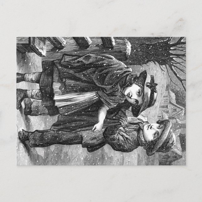 Cartão - cena do inverno do vintage (Frente)