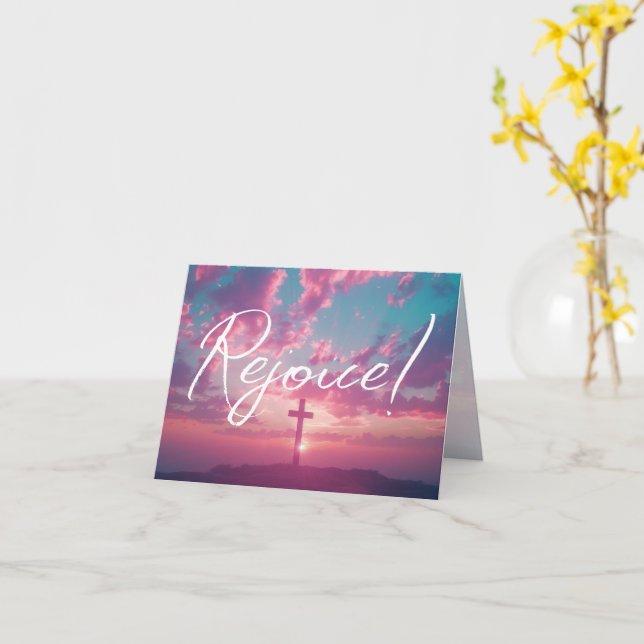 Cartão Cena do nascer da páscoa com Silhueta Cruzada (Flor Amarela)