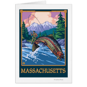 Cartão Cena do pescador de MassachusettsAngler