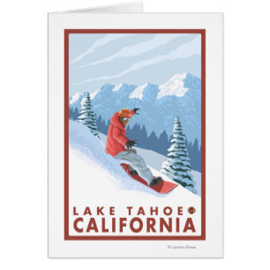 Cartão Cena do Snowboarder - Lake Tahoe, Califórnia