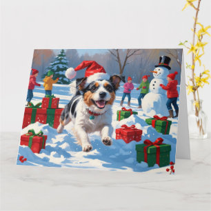 Cartão Cena Festiva de Neve Terrier Christmas australiana