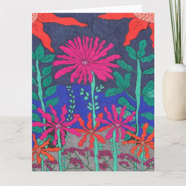 Cartão Cena Noturna do Jardim Flor (Frente)