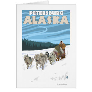 Cartão Cena Sledding do cão - Petersburgo, Alaska
