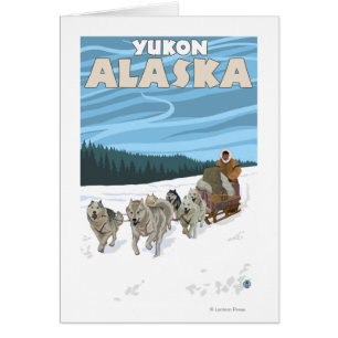Cartão Cena Sledding do cão - Yukon, Alaska