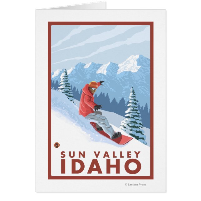 Cartão Cena Snowboarder - Vale do Sol, Idaho (Frente)