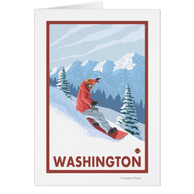 Cartão Cena Snowboarder - Washington (Frente)