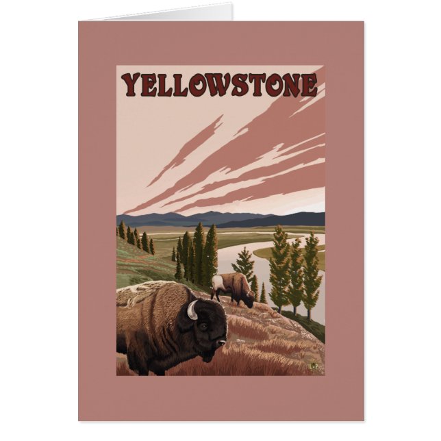 Cartão Cena YellowstoneBison (Frente)