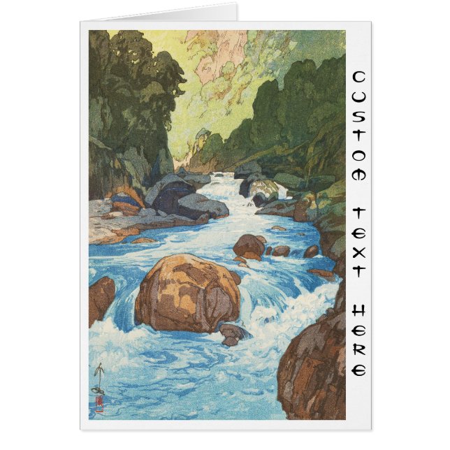 Cartão Cenas arte de Yoshida nos cumes de Japão, rio de (Frente)