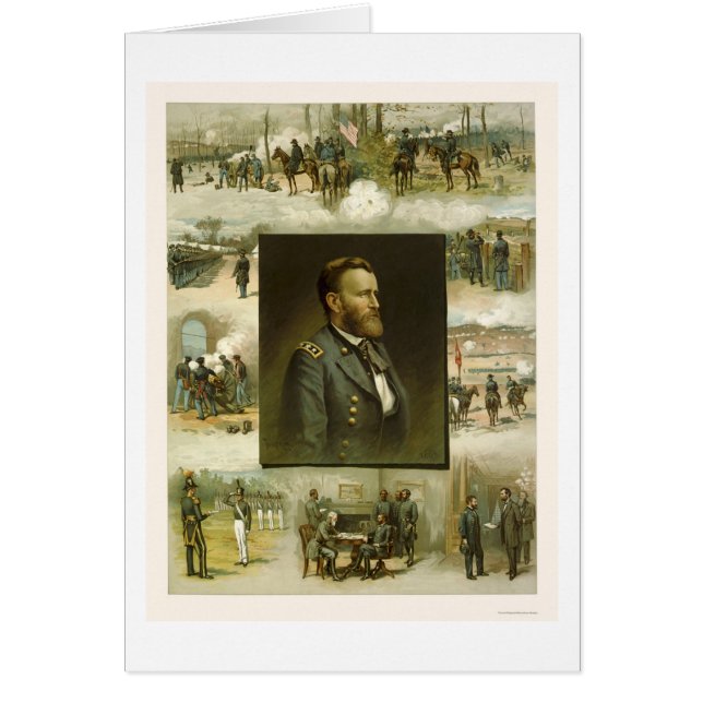 Cartão Cenas da carreira de Grant por L. Prang & Empresa (Frente)