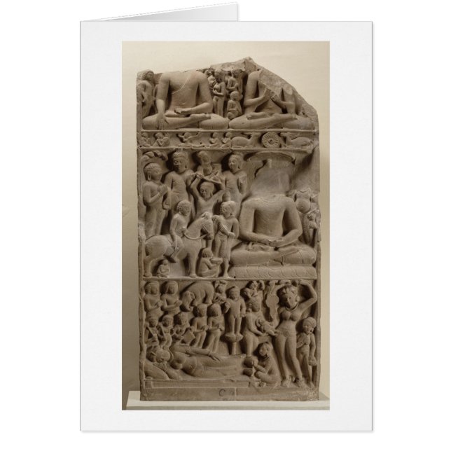 Cartão Cenas da vida de Buda, Sarnath, Uttar Pradesh (Frente)