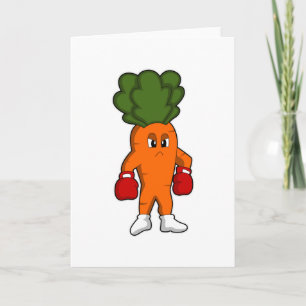 Cartão Cenoura como Boxeador com luvas de boxe