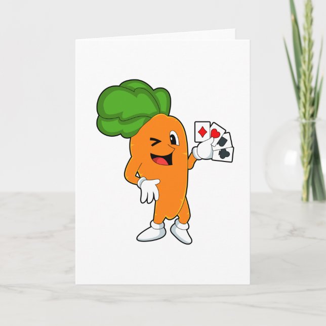 Cartão Cenoura no Poker com cartas de pôquer (Frente)