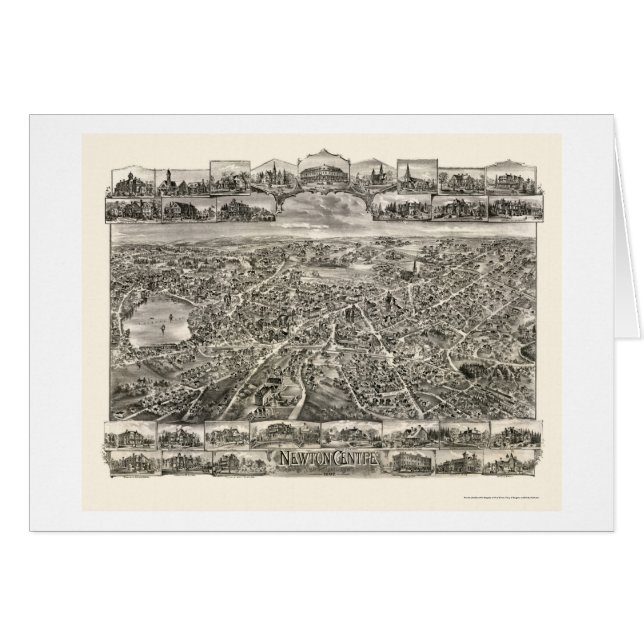 Cartão Centro de Newton, mapa panorâmico das MÃES - 1897 (Frente Horizontal)