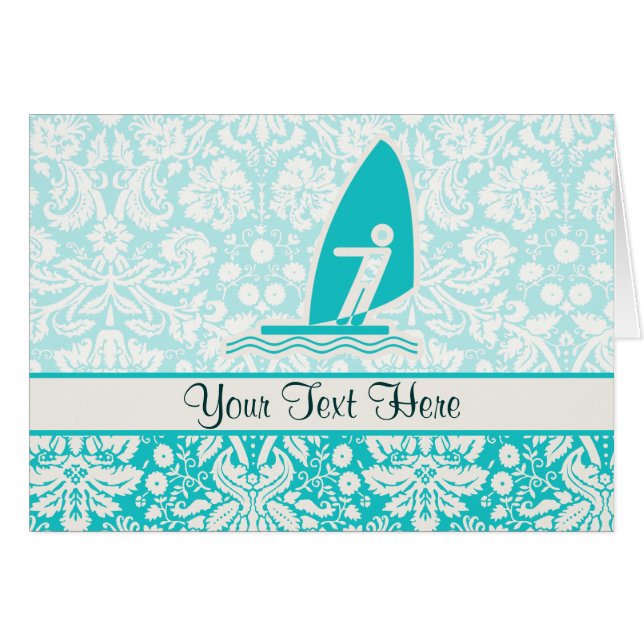 Cartão Cerceta que Windsurfing (Frente Horizontal)