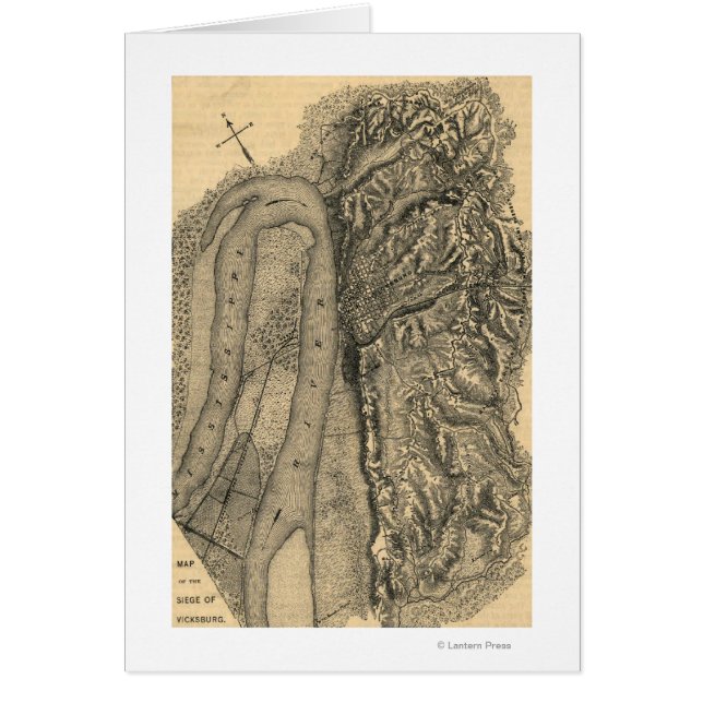 Cartão Cerco de Vicksburg - Mapa Panorâmico da Guerra Civ (Frente)