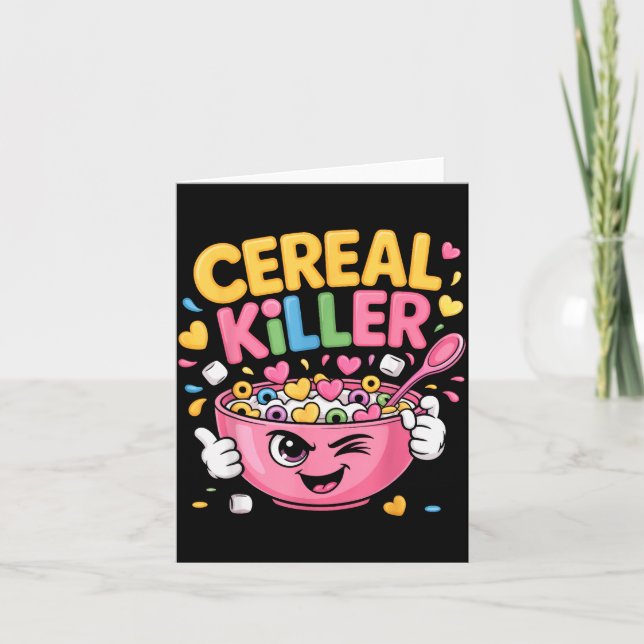 Cartão Cereal Killer Cartoon Bowl Funny Breakfast  (Frente)