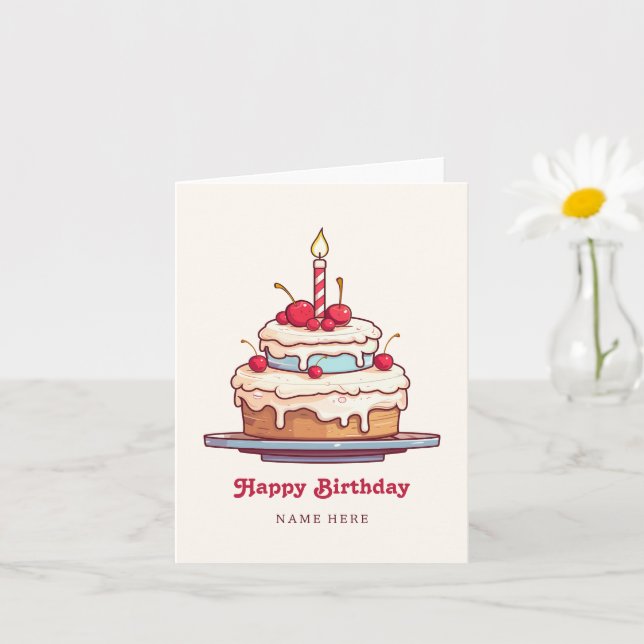 Cartão Cereja de bolo de aniversário (Planta pequena)