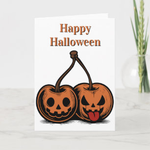 Cartão Cerejas Feliz Halloween Abóbora