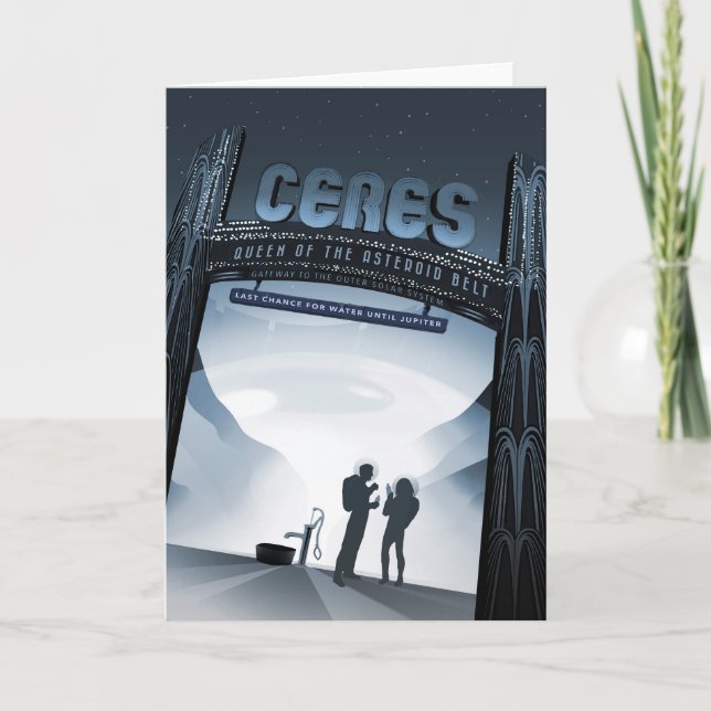 Cartão Ceres do Planeta Anão-Poster de viagens do Espaço  (Frente)