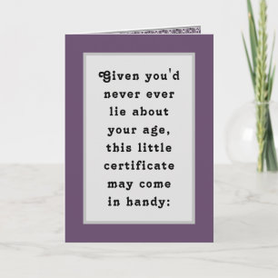 Cartão Certificado de Aniversário Engraçado