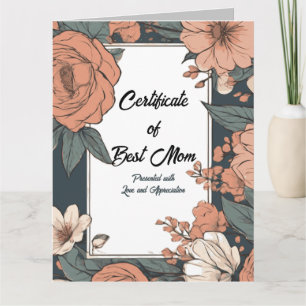 Cartão Certificado de Melhor Mãe no Dia das Mães