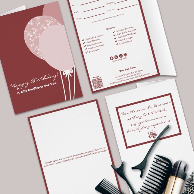 Cartão Certificado de Presente de Aniversário Feliz dos S (QR Code Services Happy Birthday Gift Certificate, Smoky Topaz and White, Small  Business)